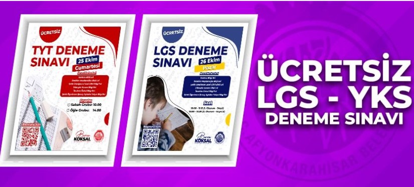 AFYONKARAHİSAR BELEDİYESİNDEN ÜCRETSİZ LGS/YKS DENEME SINAVI FIRSATI